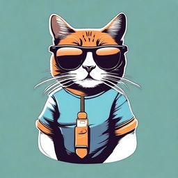 A stylish T-shirt design featuring a cool cat named Huddi