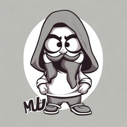 A T-shirt design featuring a character named Mukab