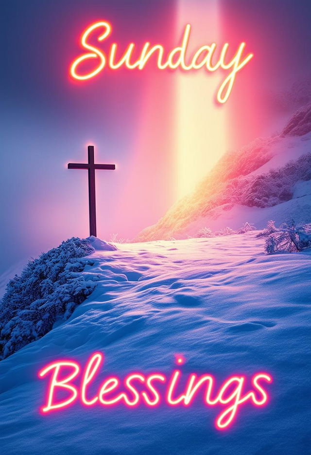 A beautiful book cover titled 'Sunday Blessings' with neon text