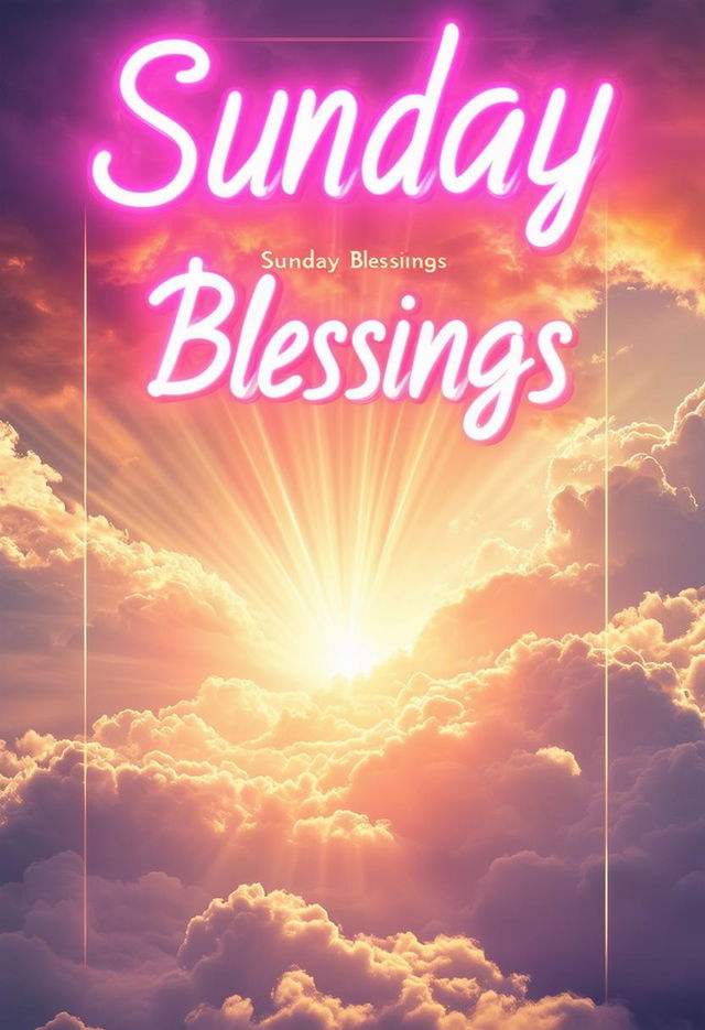 A beautiful book cover titled 'Sunday Blessings' with neon text