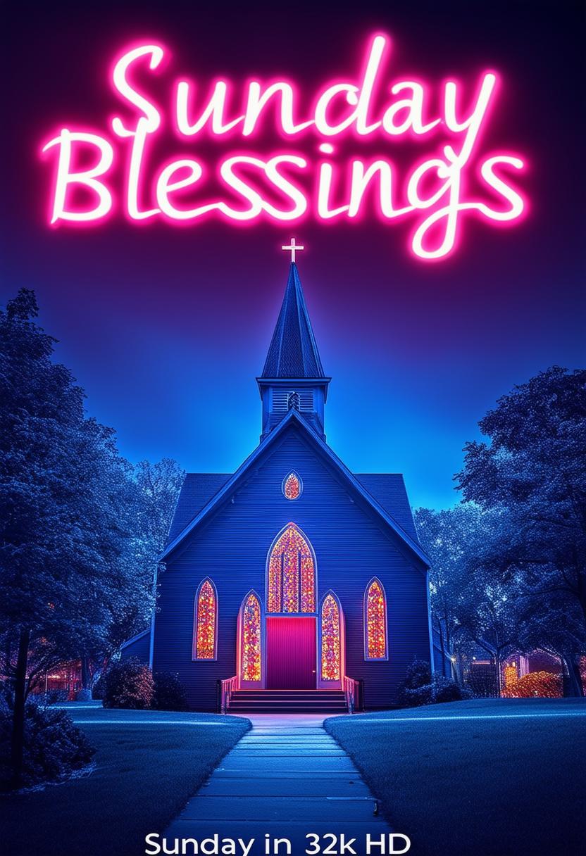 A beautiful book cover titled 'Sunday Blessings' with neon text