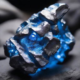 A type of ore with a lustrous silver color and a faint, shimmering blue glow