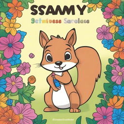 Create a book cover for 'Sammy the Squirrel Coloring Book'