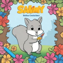 Create a book cover for 'Sammy the Squirrel Coloring Book'