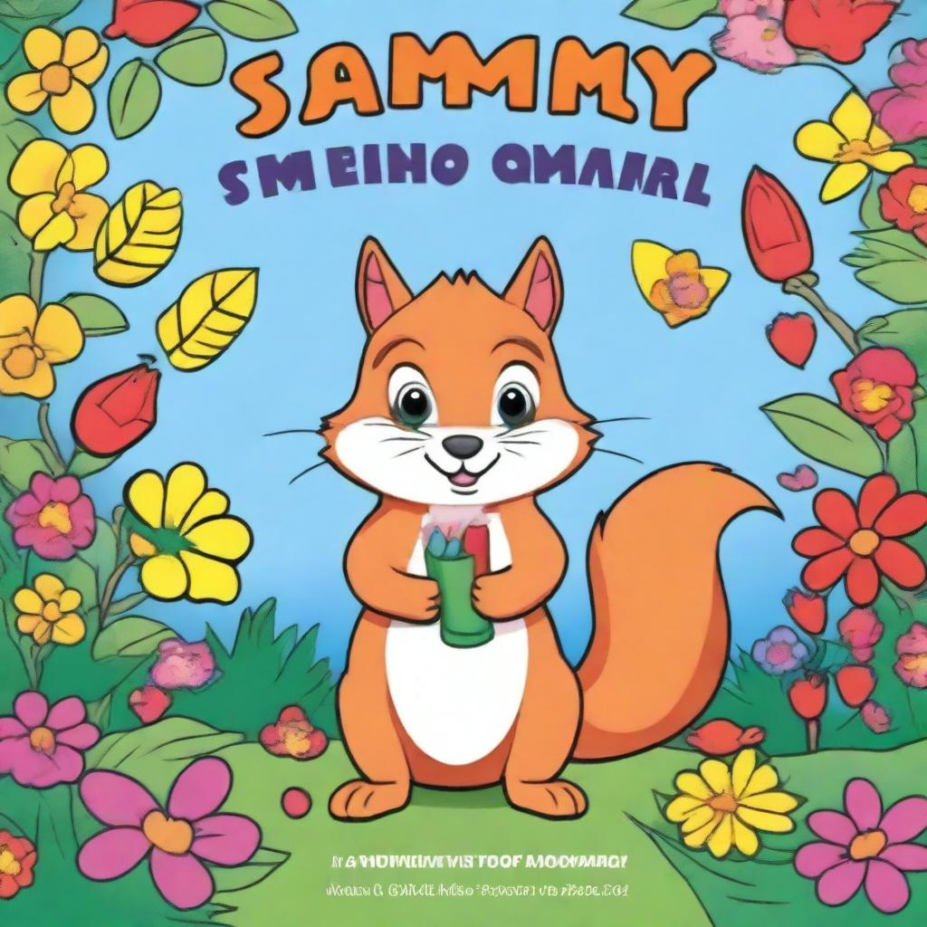 Create a book cover for 'Sammy the Squirrel Coloring Book'