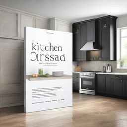 Create a detailed and visually appealing cover page for a kitchen design book