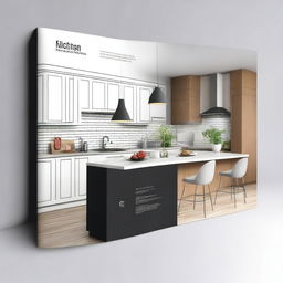 Create a detailed and visually appealing cover page for a kitchen design book by Onelook