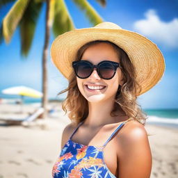 A teenage girl enjoying a summer day at the beach