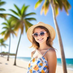 A teenage girl enjoying a summer day at the beach