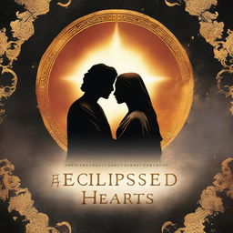 A captivating book cover for 'Eclipsed Hearts,' a story about two lovers cursed as the sun and the moon after their betrayal