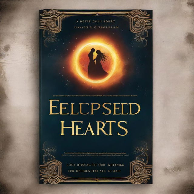 A captivating book cover for 'Eclipsed Hearts,' a story about two lovers cursed as the sun and the moon after their betrayal