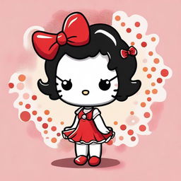 An adorable and playful illustration of Hello Kitty dressed up as Betty Boop