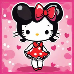 An adorable and playful illustration of Hello Kitty dressed up as Betty Boop