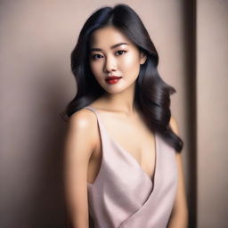 A stunning portrait of an Asian model posing gracefully