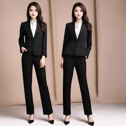 A Chinese model wearing a stylish and sexy dealer suit