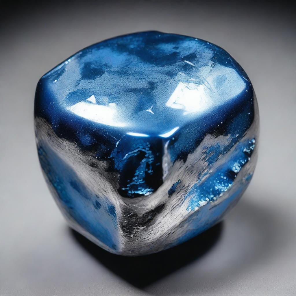 Adamantium has a deep, shimmering silver color with a slight, mesmerizing blue hue, giving it an otherworldly and majestic appearance