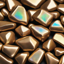 Orichalcum is an ore that boasts a radiant, golden color with subtle iridescent undertones, reflecting light in a dazzling array of hues