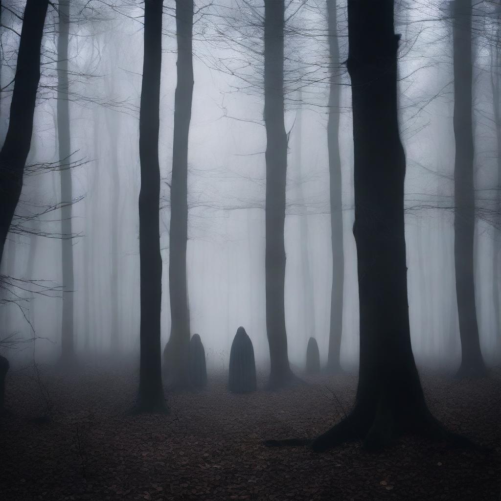 A mysterious and eerie scene titled 'Whispers in the Shadows'