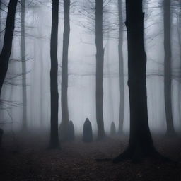 A mysterious and eerie scene titled 'Whispers in the Shadows'