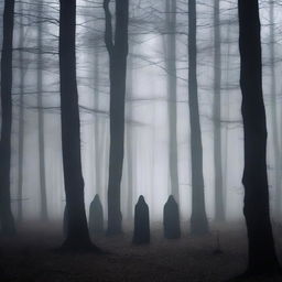 A mysterious and eerie scene titled 'Whispers in the Shadows'