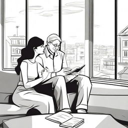 A touching illustration depicting a one-sided love story where a man with a camera is taking a photograph of a woman who is sitting and reading a book