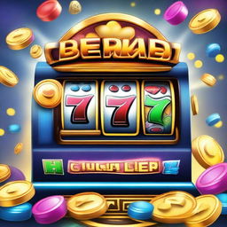 Create an image showcasing a vibrant and exciting slot machine demo in action