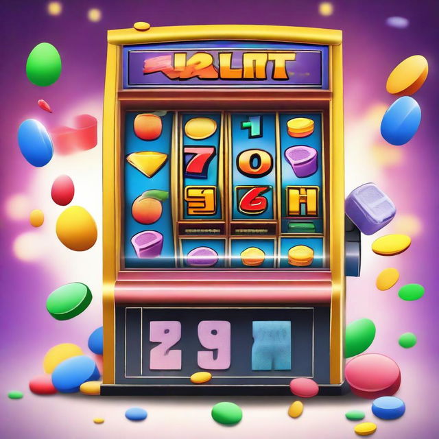 Create an image of a vibrant and exciting slot machine demo in action