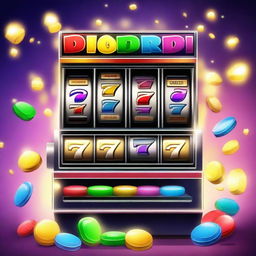 Create an image of a vibrant and exciting slot machine demo in action