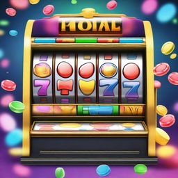 Create an image of a vibrant and exciting slot machine demo in action