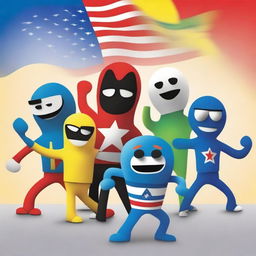 A Pixar movie poster titled 'Countryhumans' featuring a group of human-like characters with heads that are painted as different country flags