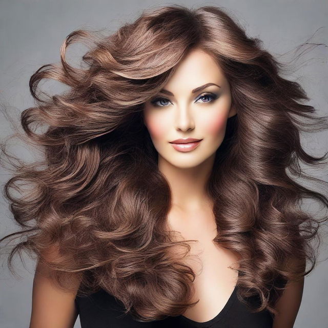 Create an image of a person with an abundance of thick, luxurious hair