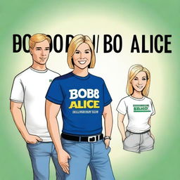 Create a book cover for a book titled 'Bob and Alice'