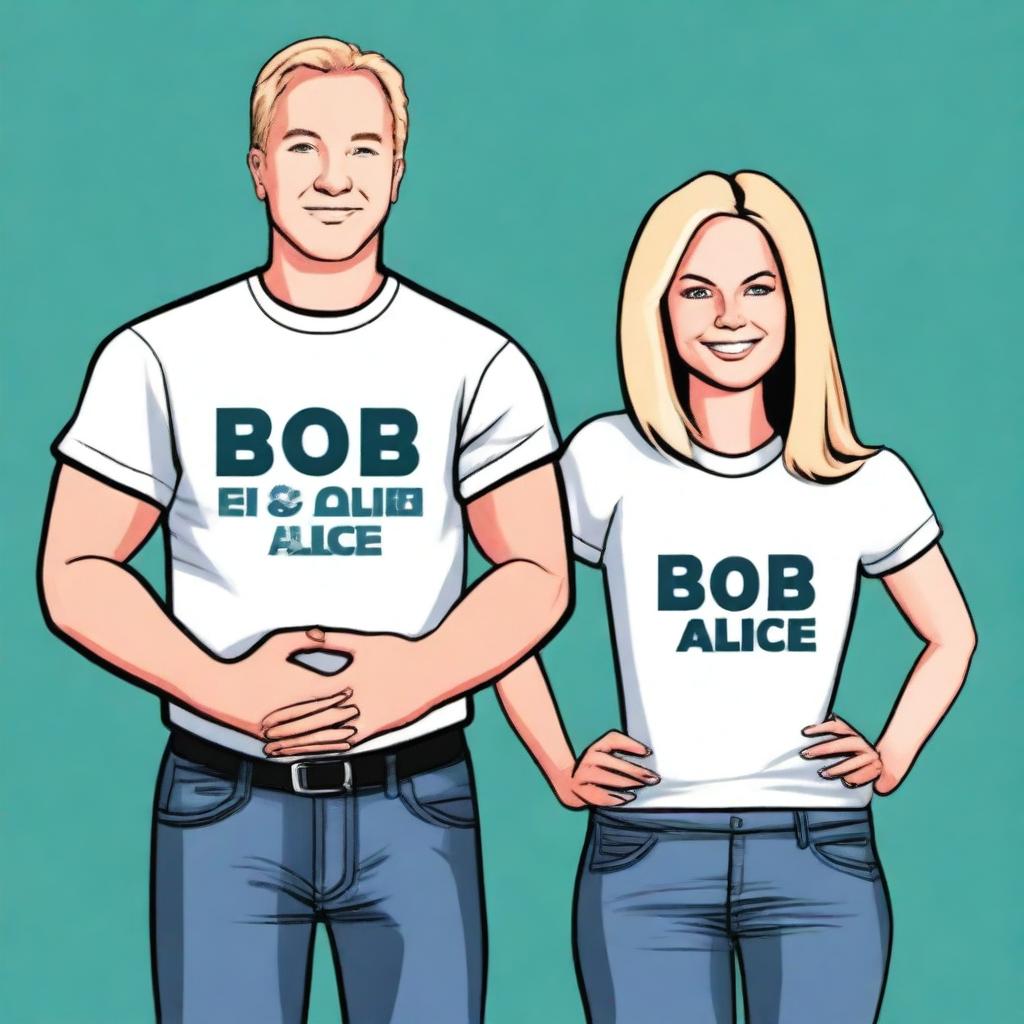 Create a book cover for a book titled 'Bob and Alice'