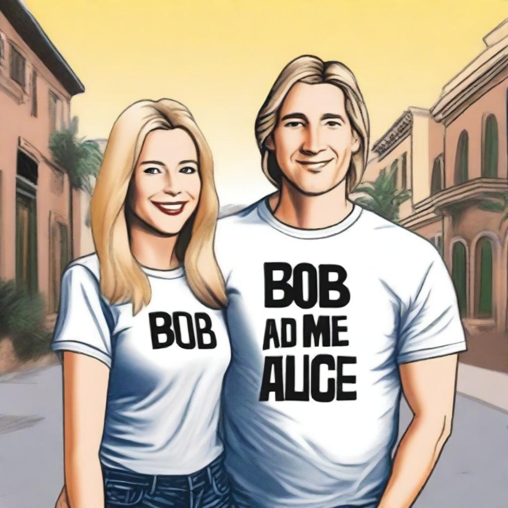 Create a book cover for a book titled 'Bob and Alice'