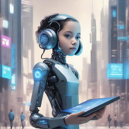 Create a captivating teenage book cover that explores the world of artificial intelligence and computers