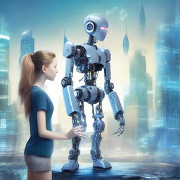 Create a captivating teenage book cover that explores the world of artificial intelligence and computers