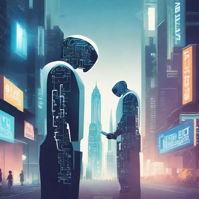 Create a captivating teenage book cover that explores the world of artificial intelligence and computers