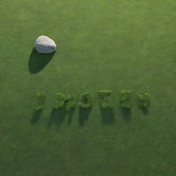 An abstract design featuring the name etched onto green grass, with a rock floating above it and rays of sunlight passing through the name 'Jyoti'.