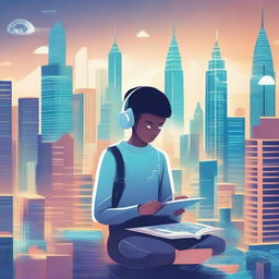 Design a captivating teenage book cover that explores the world of artificial intelligence and computers