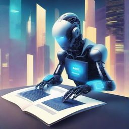 Design a captivating teenage book cover that explores the world of artificial intelligence and computers