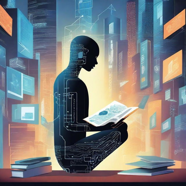 Design a captivating teenage book cover that explores the world of artificial intelligence and computers