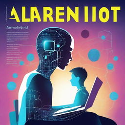 Design a captivating teenage book cover that explores the world of artificial intelligence and computers