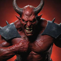 A menacing devil wielding an axe in vivid detail and with high resolution of 16k