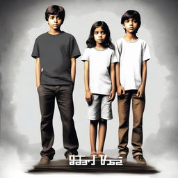 Create a movie poster featuring two brothers standing on either side of their middle sister