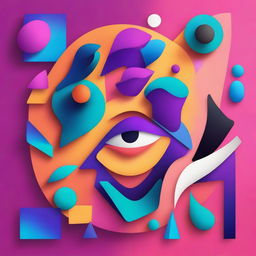 Create an eye-catching album cover with vibrant colors, featuring abstract shapes and a modern design