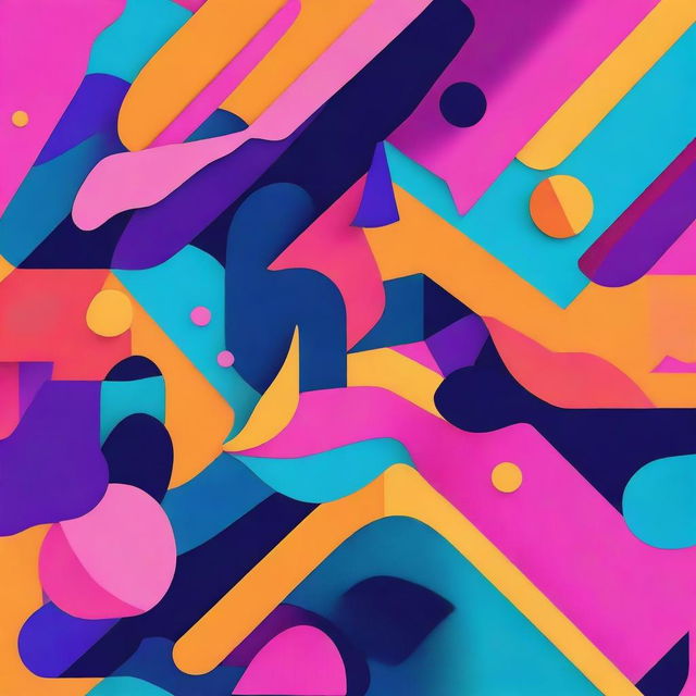 Create an eye-catching album cover with vibrant colors, featuring abstract shapes and a modern design