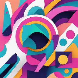 Create an eye-catching album cover with vibrant colors, featuring abstract shapes and a modern design