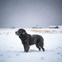 Create a photo-quality image of a night-time blizzard on the high plains