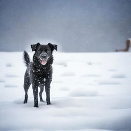 Create a photo-quality image of a night-time blizzard on the high plains