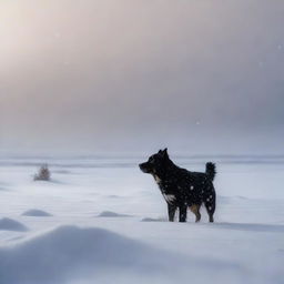 Generate a photo-quality image of a night-time blizzard on the high plains